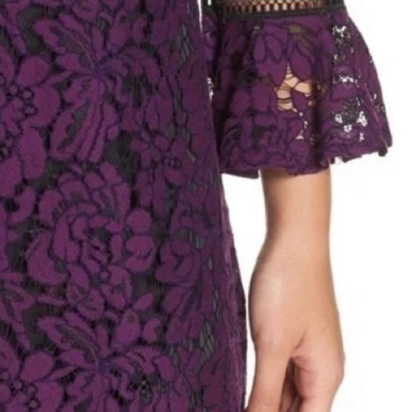Eliza J Bell Sleeve Lace Shift Dress with Ruffled Hem - Picture 3 of 10